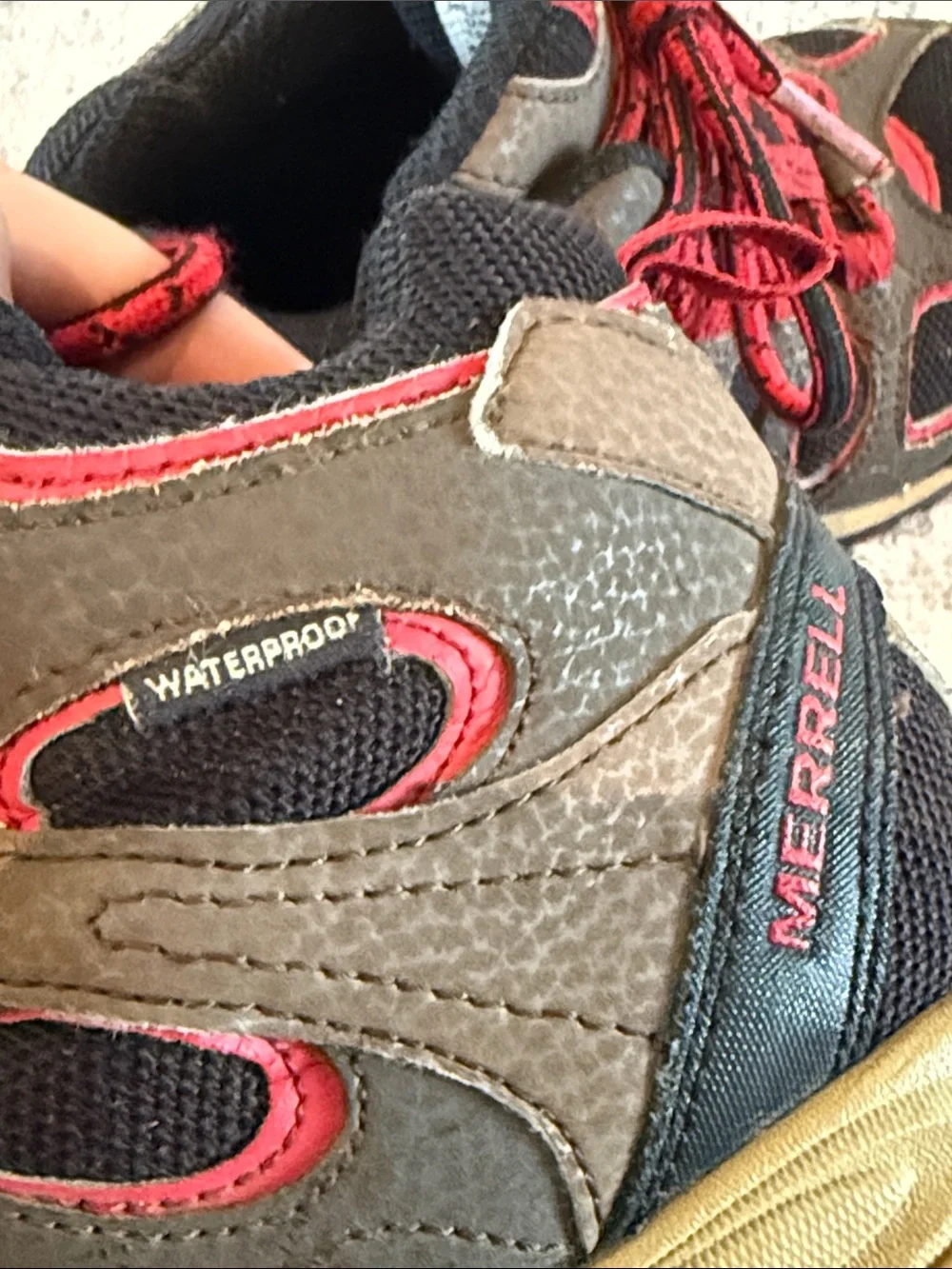 Merrell Kids Brown & Red tall Trail hiking boots